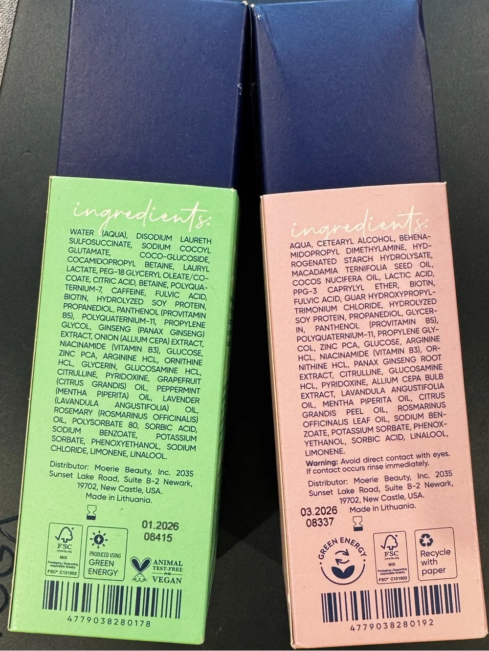 Moérie Ultimate Hair Growth Shampoo & Conditioner — Green & Pink